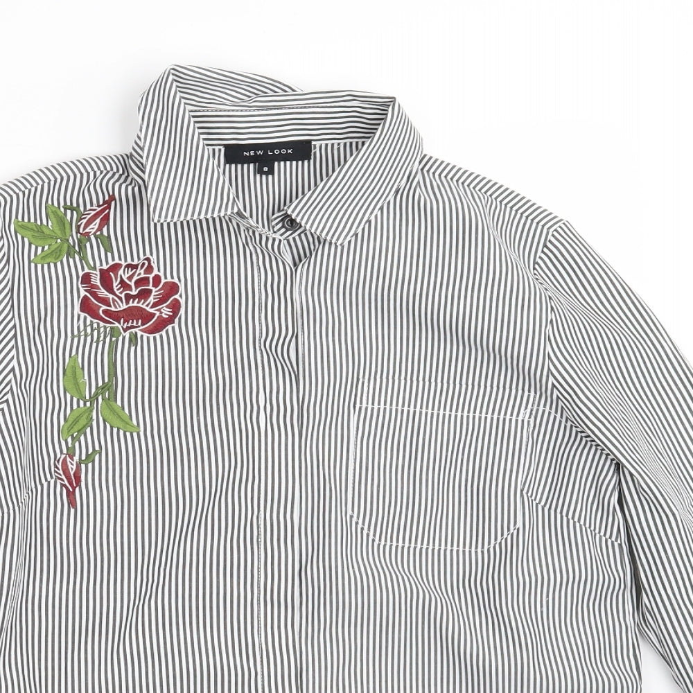Womens UK Size 8 New Look White Basic Button-Up