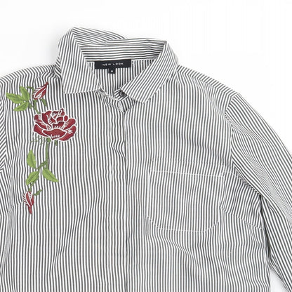 Womens UK Size 8 New Look White Basic Button-Up