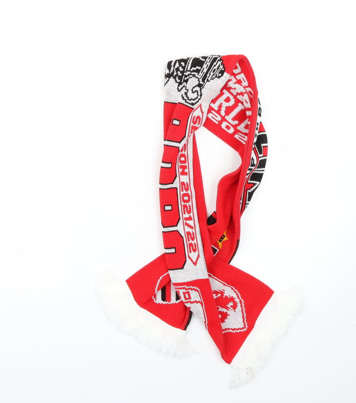 Front view of Preworn men’s red geometric scarf one size