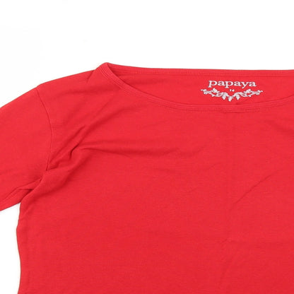 Papaya Womens Red   Basic T-Shirt Size 14