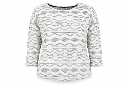 Front view of Debenhams women’s multicoloured geometric jumper, size UK 20