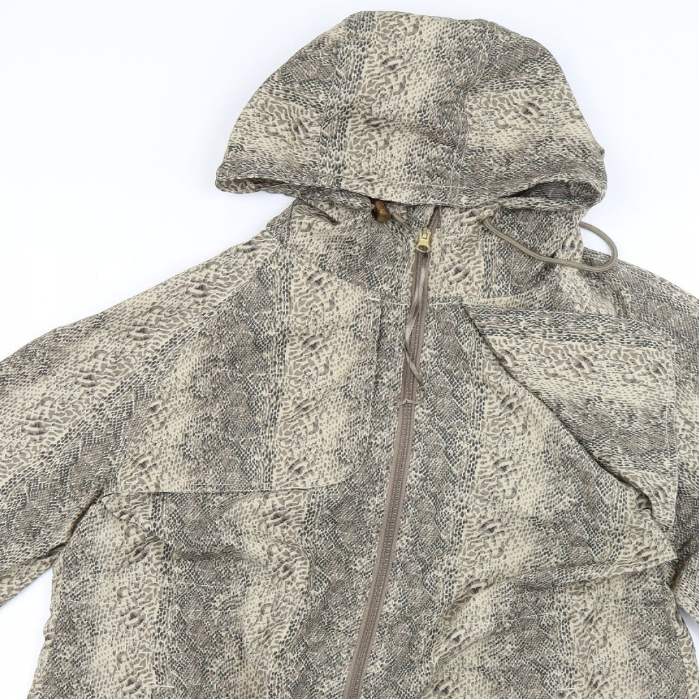 Denim Womens Brown Animal Print  Rain Coat Coat Size M