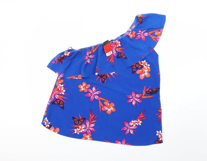 George Womens Blue Geometric  Basic Blouse Size 16