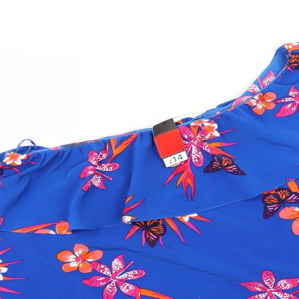 George Womens Blue Geometric  Basic Blouse Size 16