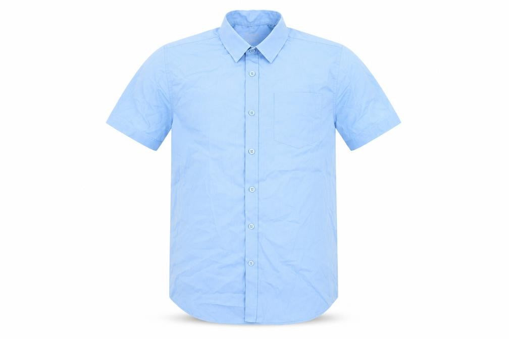 Front view of Next boys’ blue basic button-up, size 13, years