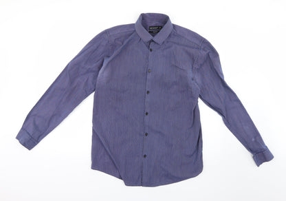 Womens UK Size 16 Cedar Wood State Blue Basic Button-Up