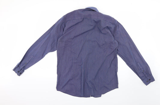 Cedar Wood State Womens Blue Striped  Basic Button-Up Size 16