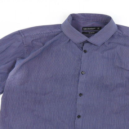 Womens UK Size 16 Cedar Wood State Blue Basic Button-Up