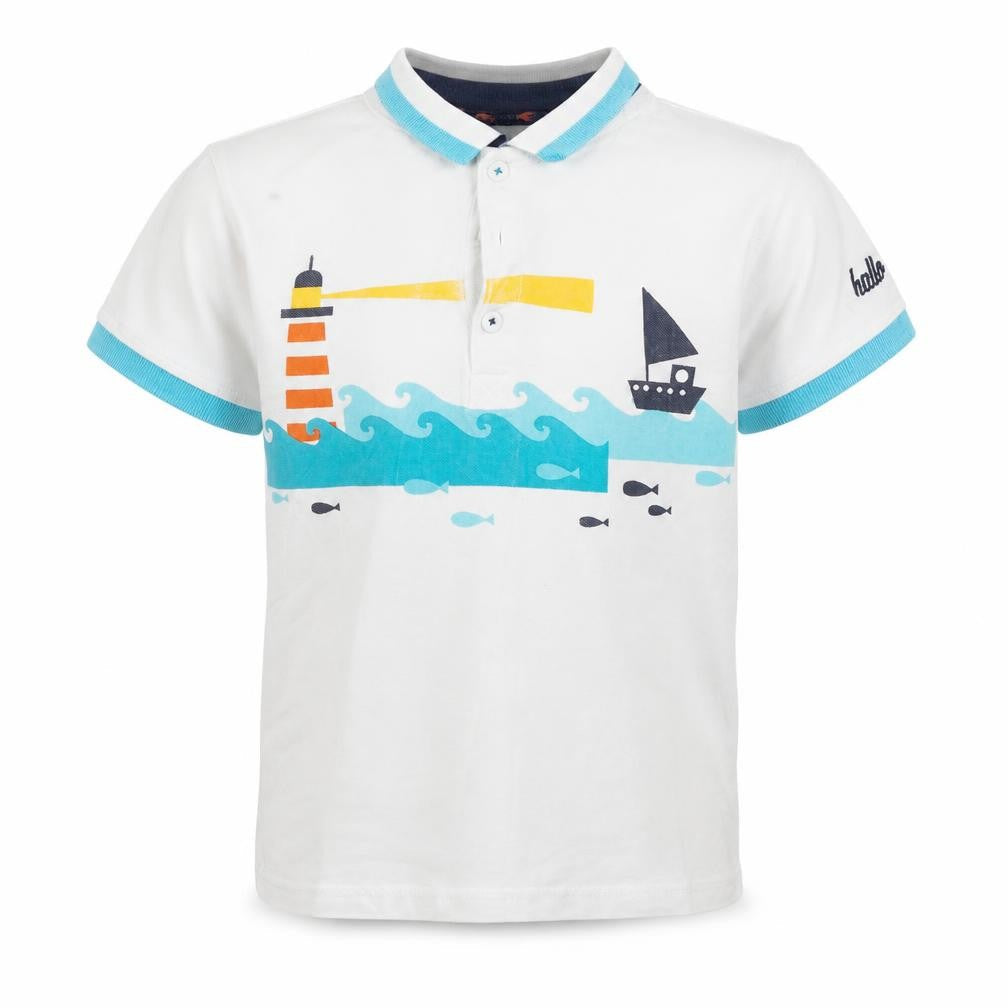 Front view of Cool Club boys’ white basic polo, size 8, years