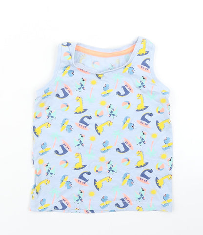 Matalan Boys Blue   Basic Tank Size 3-4 Years  - Dinosaur print