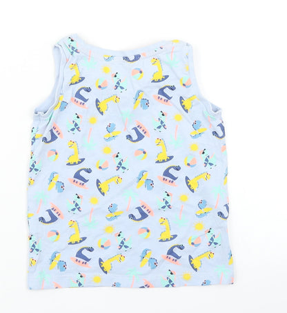 Matalan Boys Blue   Basic Tank Size 3-4 Years  - Dinosaur print