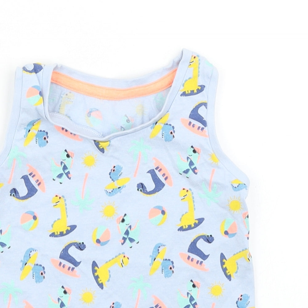 Matalan Boys Blue   Basic Tank Size 3-4 Years  - Dinosaur print