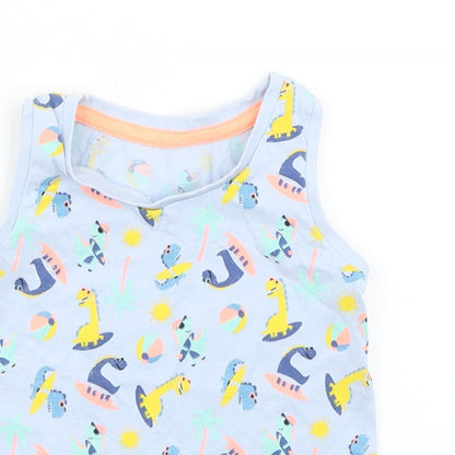 Matalan Boys Blue   Basic Tank Size 3-4 Years  - Dinosaur print