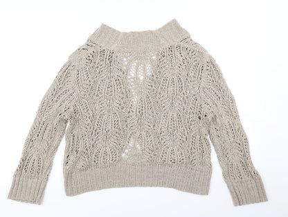 M&Co Womens Brown  Knit Cardigan Jumper Size M