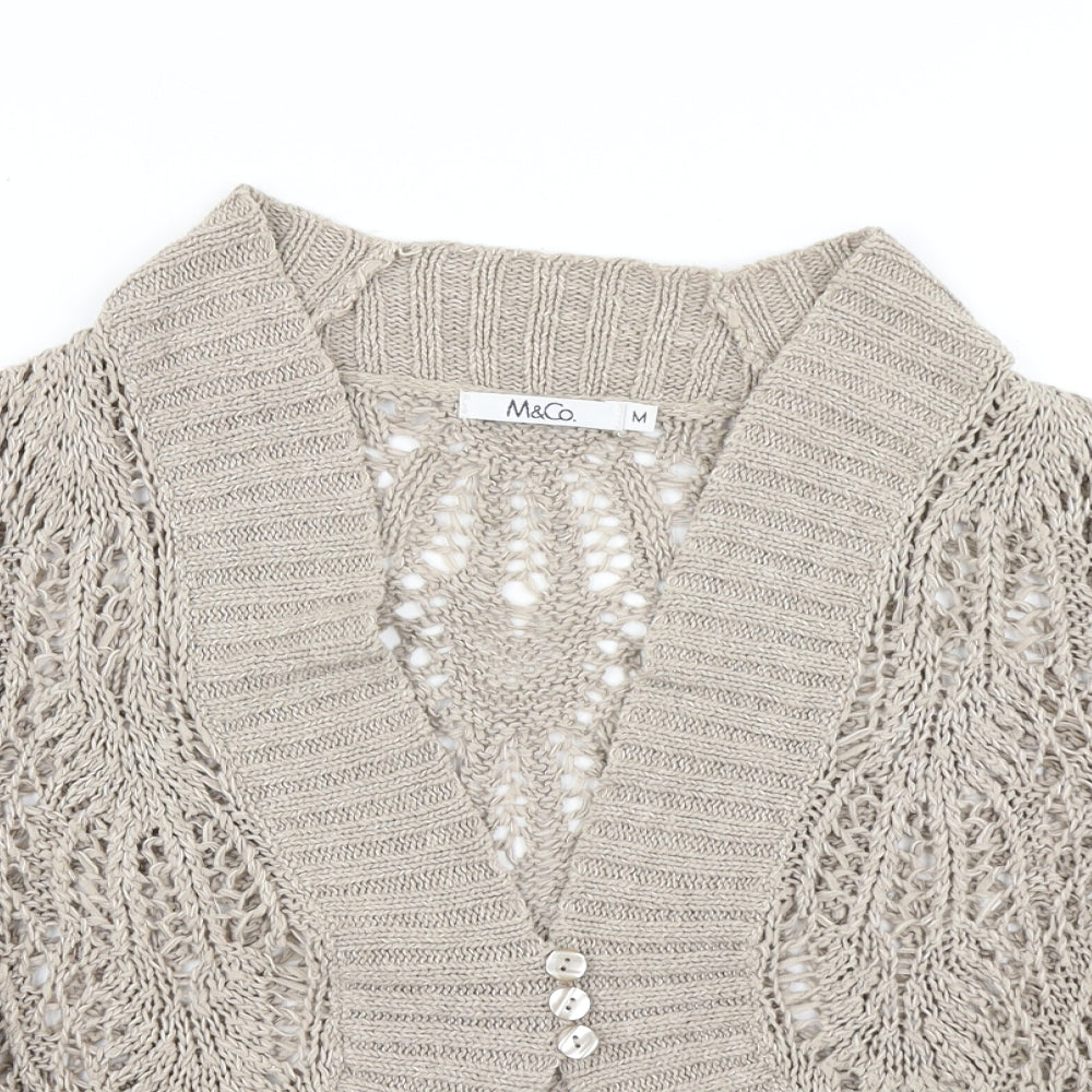 M&Co Womens Brown  Knit Cardigan Jumper Size M