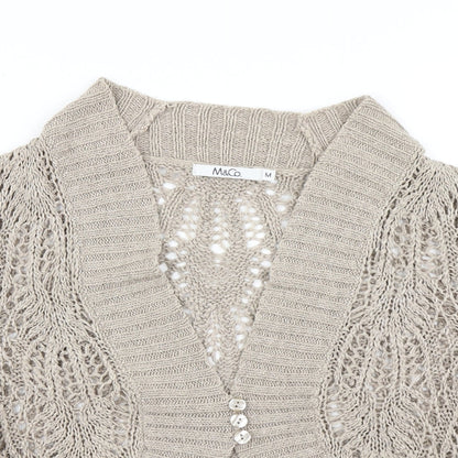 M&Co Womens Brown  Knit Cardigan Jumper Size M
