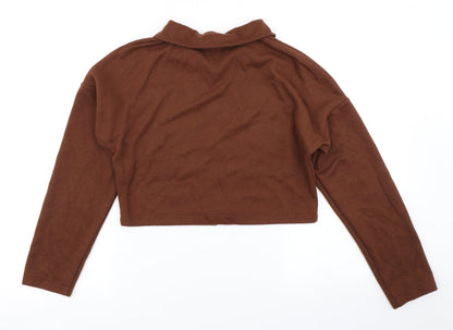 Womens UK Size 6 PRETTYLITTLETHING Brown Cropped T-Shirt