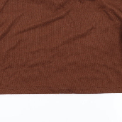 Womens UK Size 6 PRETTYLITTLETHING Brown Cropped T-Shirt