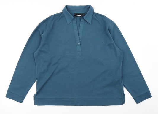 First Avenue Womens Blue   Basic Polo Size L