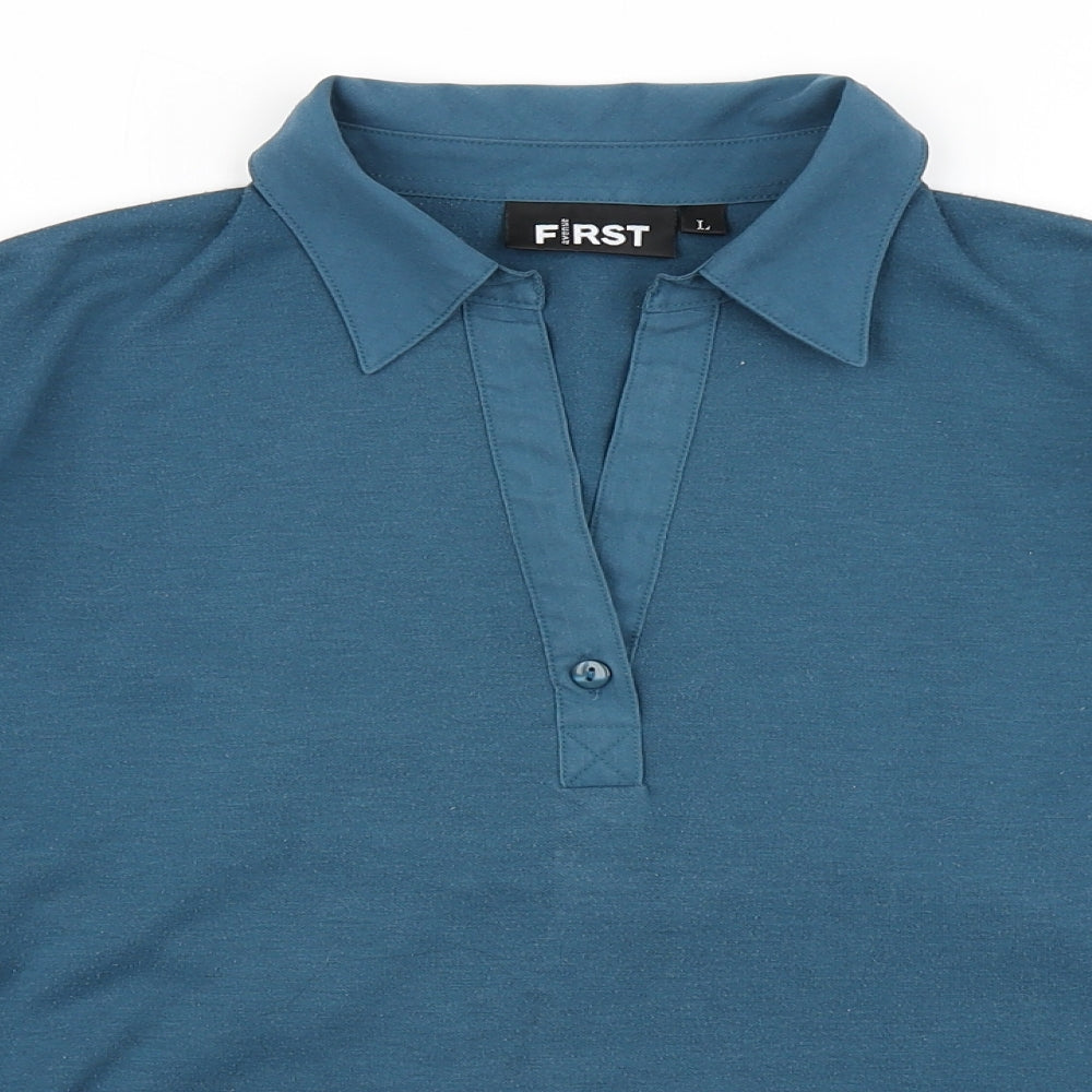 First Avenue Womens Blue   Basic Polo Size L