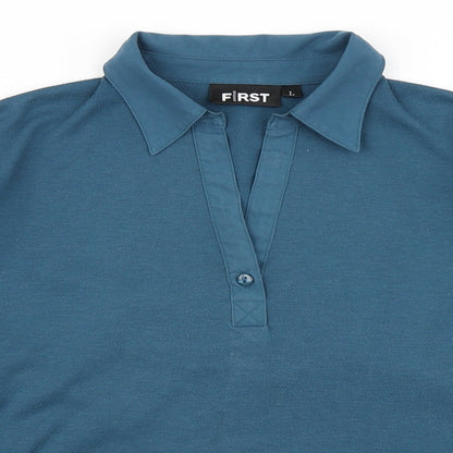 First Avenue Womens Blue   Basic Polo Size L