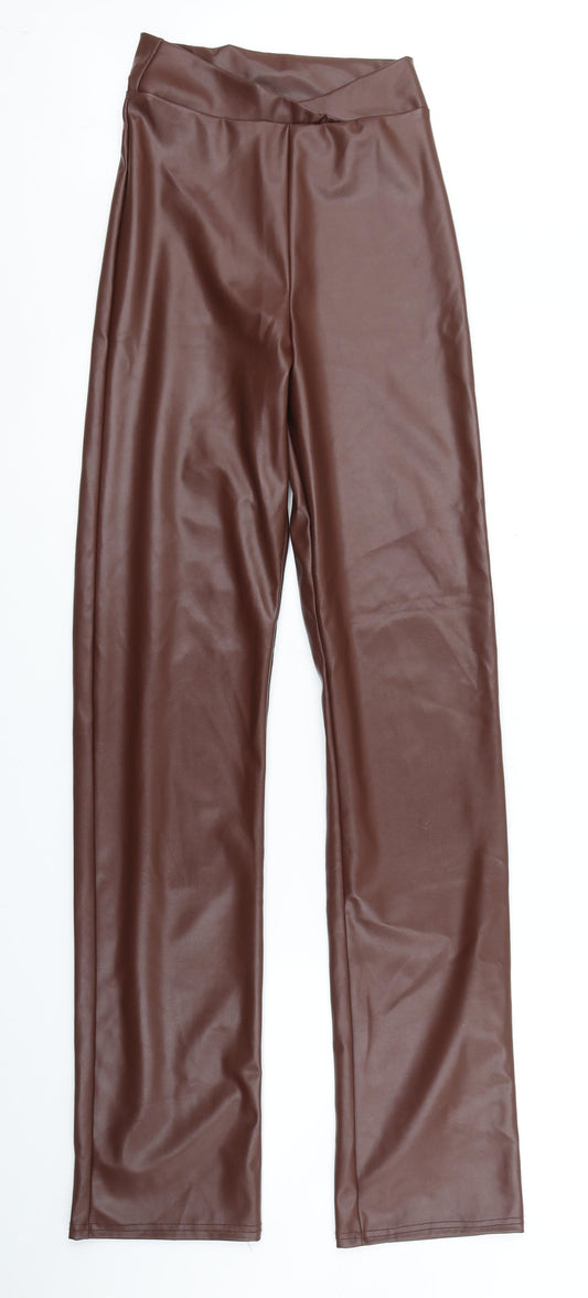 Womens UK Size 4 PRETTYLITTLETHING Regular Fit  Brown Trousers
