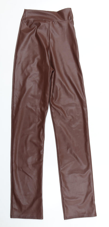 Womens UK Size 4 PRETTYLITTLETHING Regular Fit  Brown Trousers