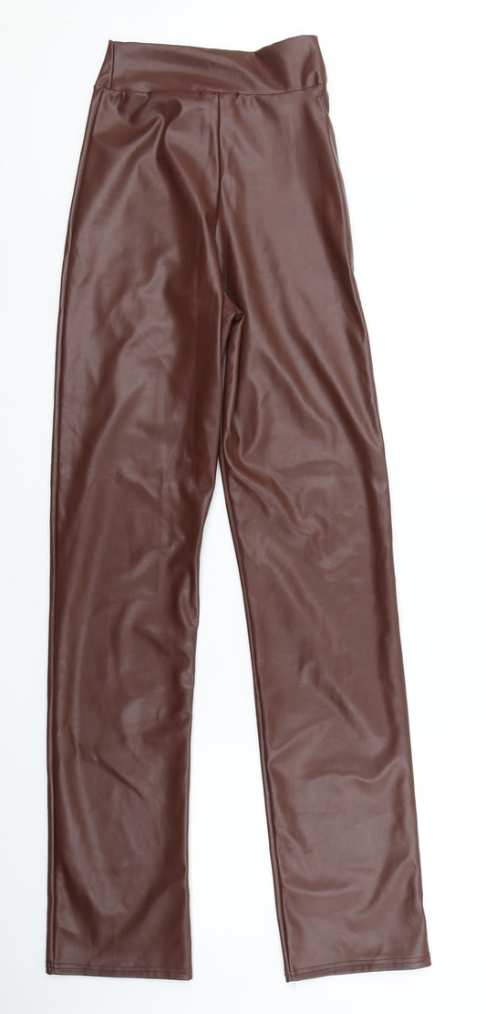 Womens UK Size 4 PRETTYLITTLETHING Regular Fit  Brown Trousers