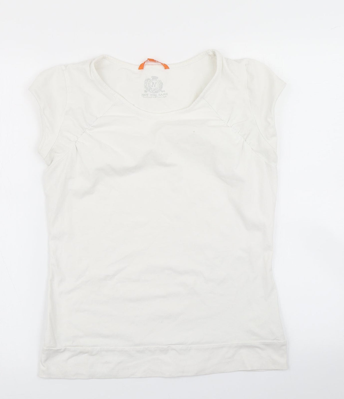 Additional front view of Not the same women’s white basic t-shirt, size M