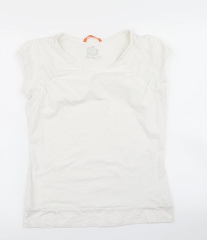 Additional front view of Not the same women’s white basic t-shirt, size M