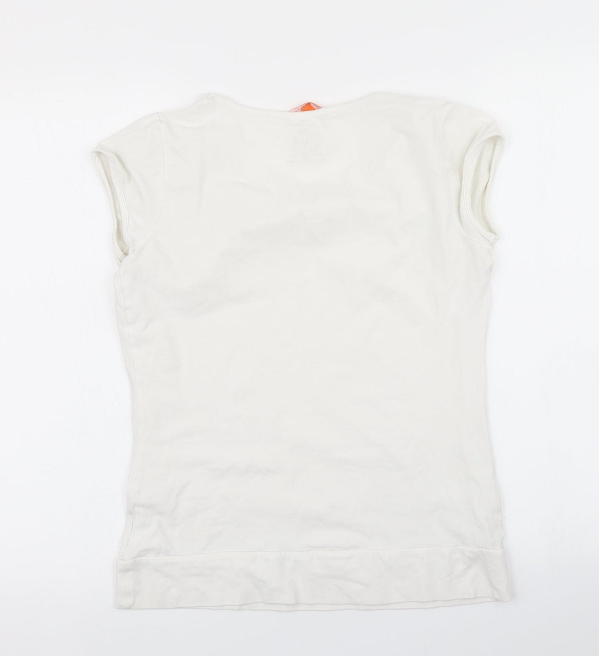 Back view of Not the same women’s white basic t-shirt, size M