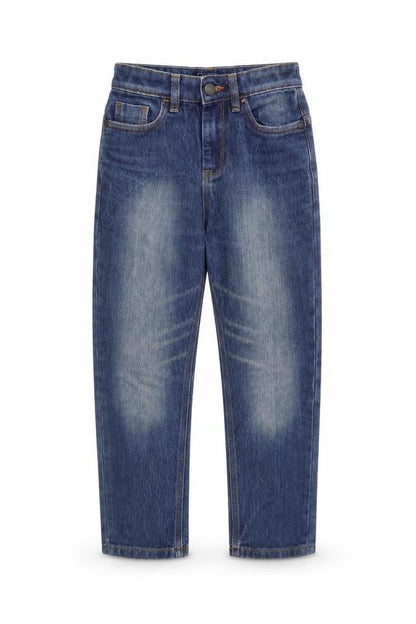 Front view of Next boys’ blue denim straight jeans, size 9, months