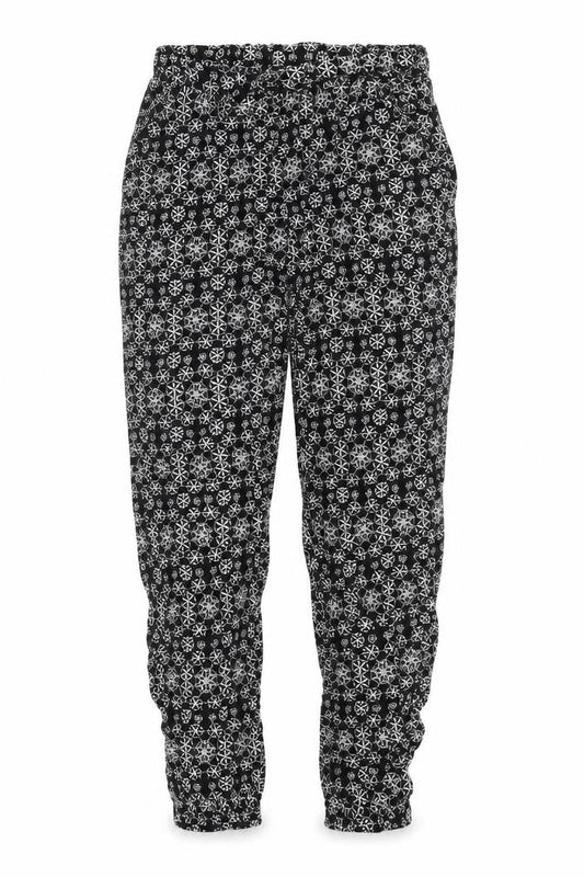 Front view of Atmosphere women’s black floral cropped trousers, size UK 8, 24-inch leg
