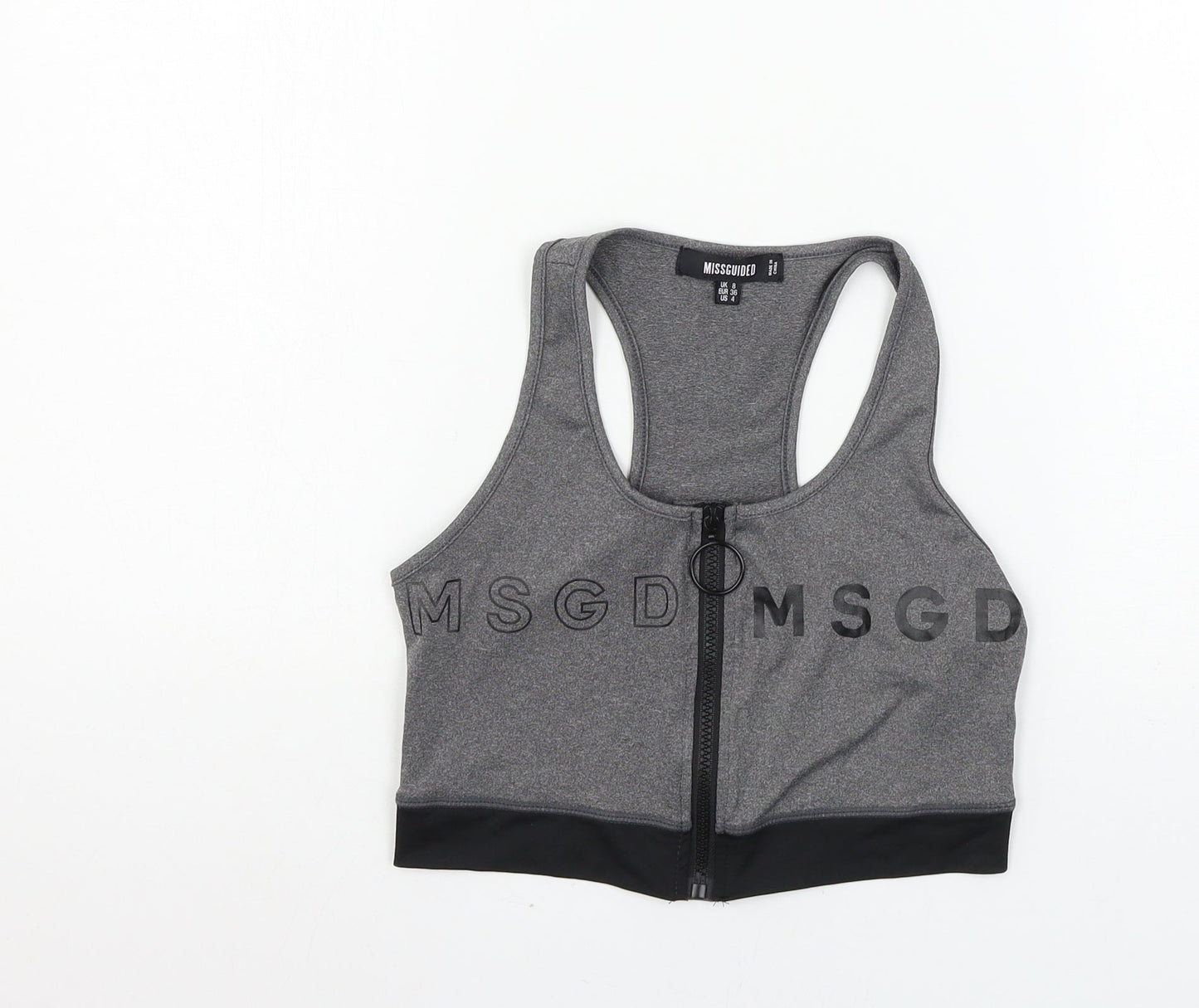 Womens UK Size 8 Missguided Grey Basic Tank