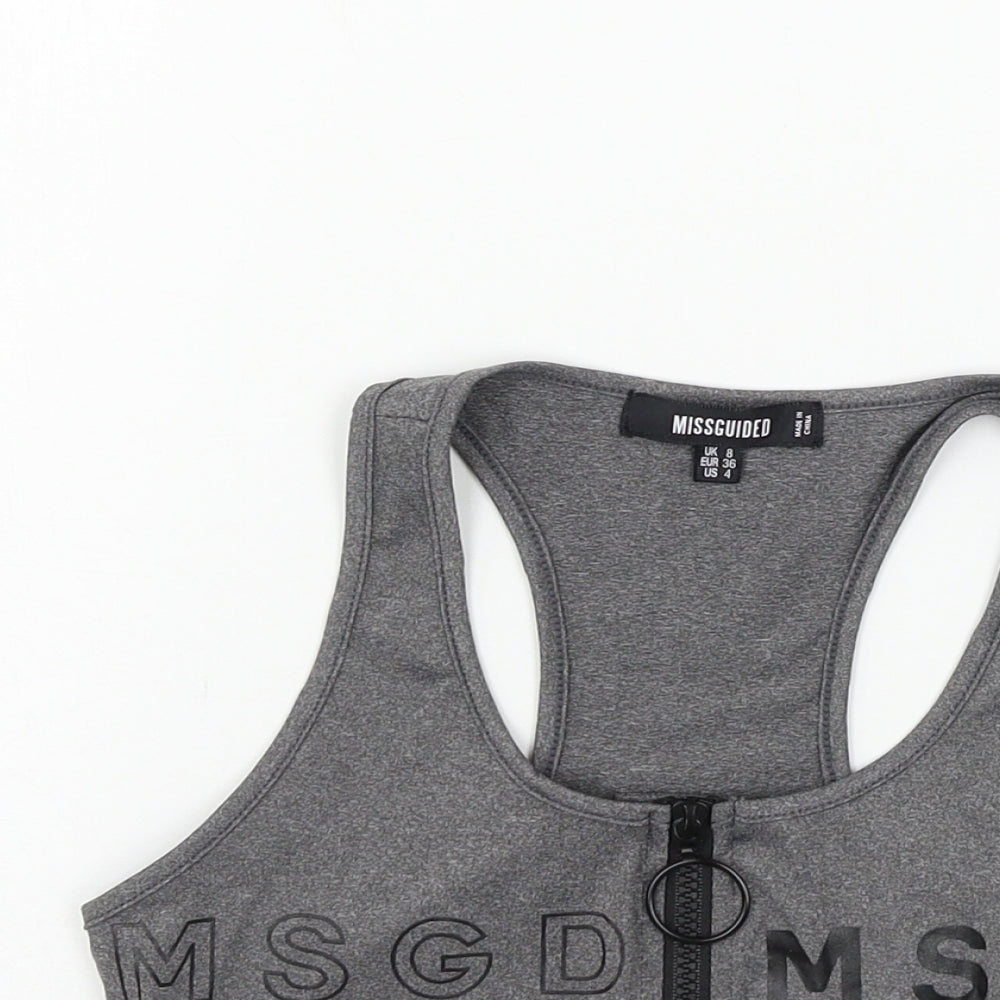 Womens UK Size 8 Missguided Grey Basic Tank
