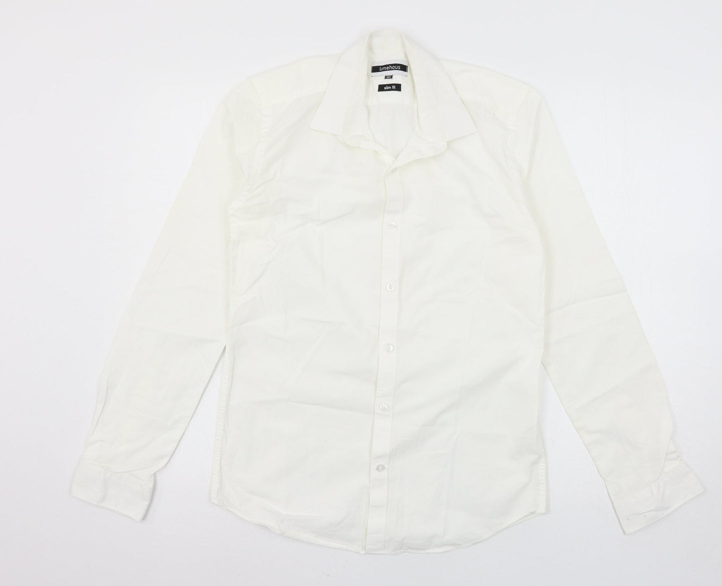 Mens UK Size 14.5 Lime Haus White  Button-Up Long Sleeve Casual Shirt