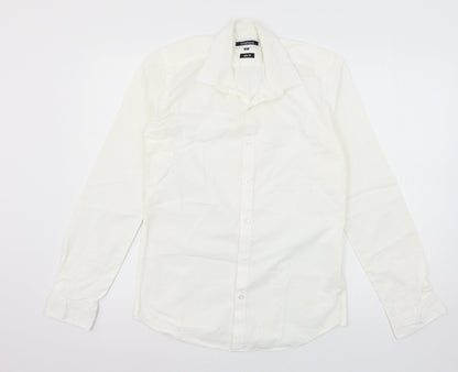 Mens UK Size 14.5 Lime Haus White  Button-Up Long Sleeve Casual Shirt