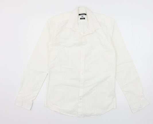 Mens UK Size 14.5 Lime Haus White  Button-Up Long Sleeve Casual Shirt