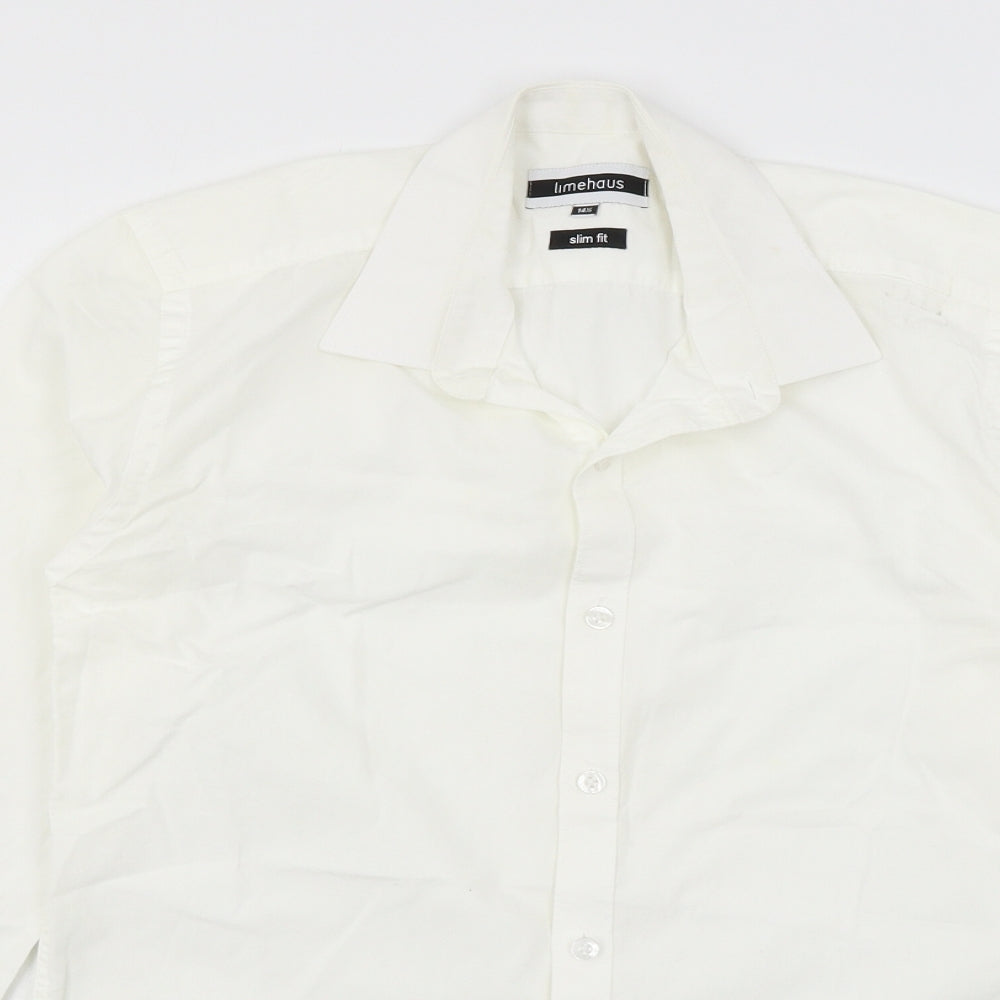 Mens UK Size 14.5 Lime Haus White  Button-Up Long Sleeve Casual Shirt