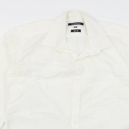Mens UK Size 14.5 Lime Haus White  Button-Up Long Sleeve Casual Shirt