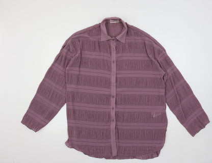 Womens UK Size 8 Club L Purple Basic Button-Up