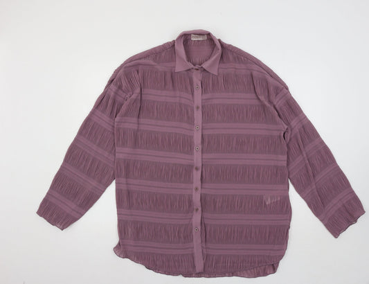 Womens UK Size 8 Club L Purple Basic Button-Up
