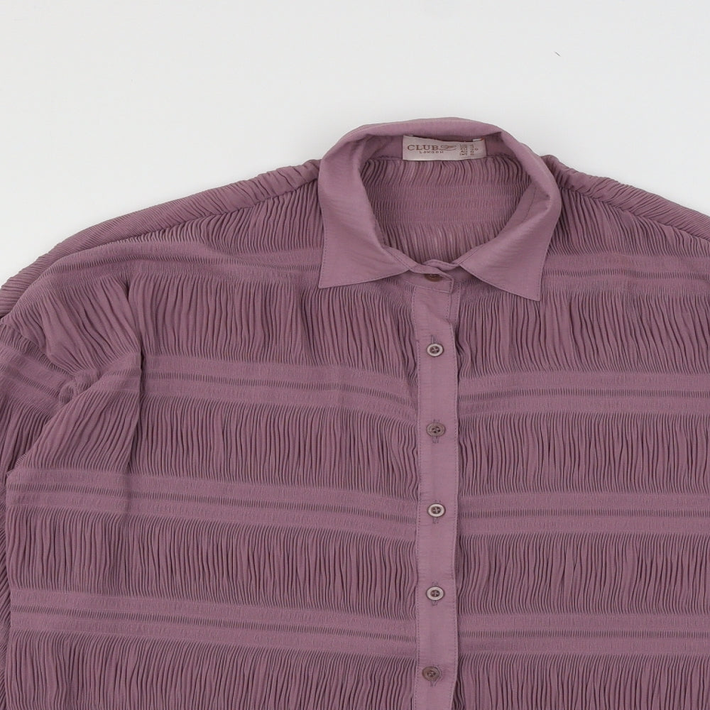 Womens UK Size 8 Club L Purple Basic Button-Up