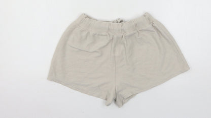 Back view of Disney women’s beige solid jersey top pyjama pants, size UK 6, - mickey mouse