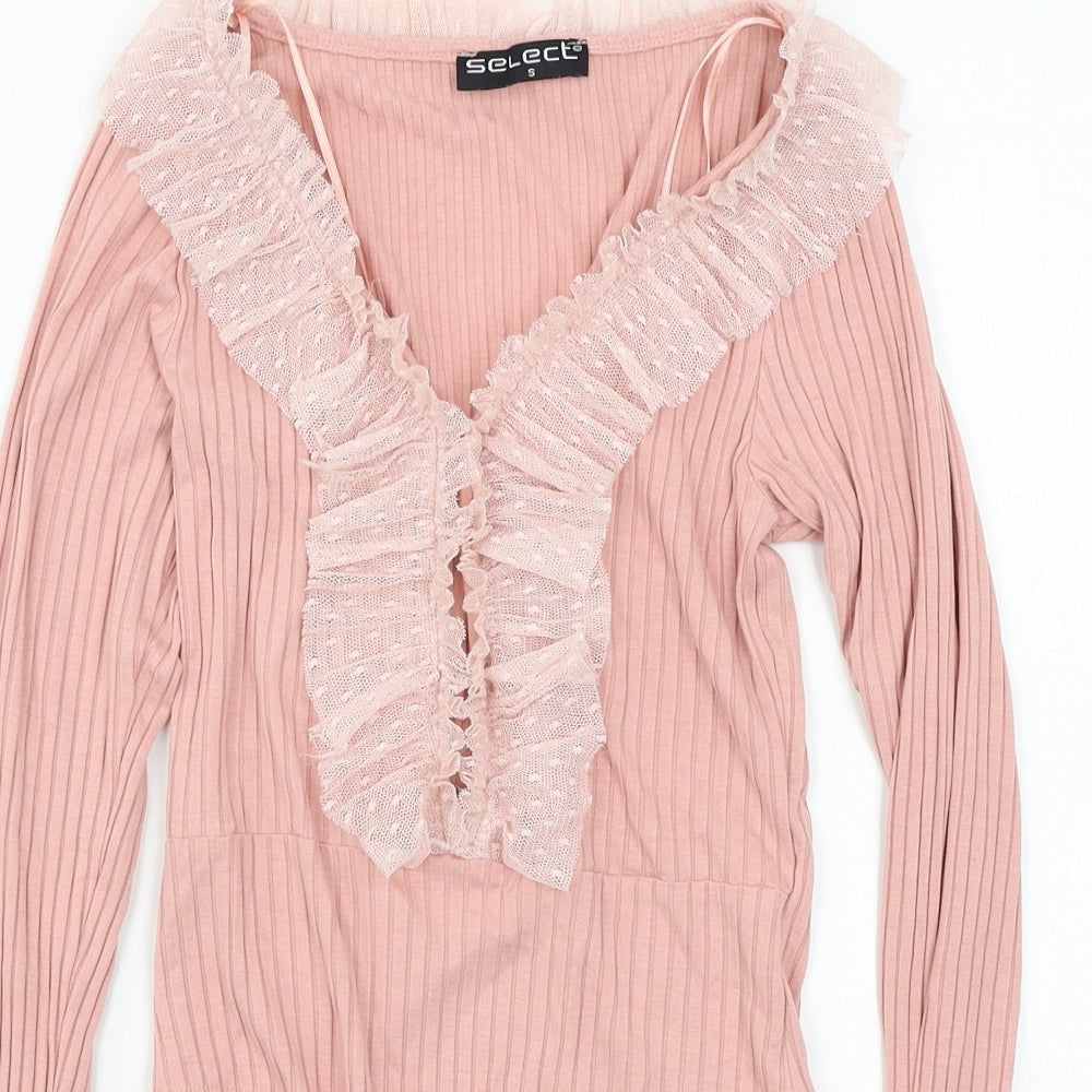 Select Womens Pink  Jersey Bodysuit One-Piece Size S