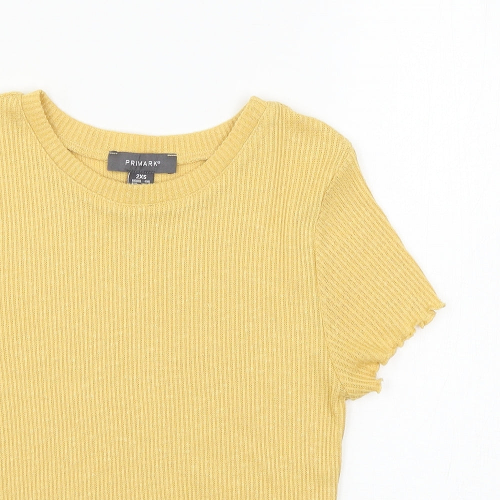 Primark Womens Yellow  Jersey Basic T-Shirt Size 4