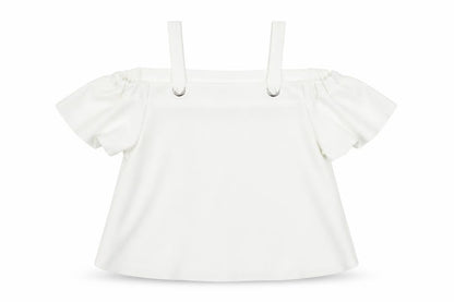 Front view of Primark girls’ white jersey basic blouse, size 10-11, years