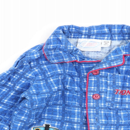 thomas the tank Boys Black Check  Babydoll Pyjama Top Size 18-24 Months