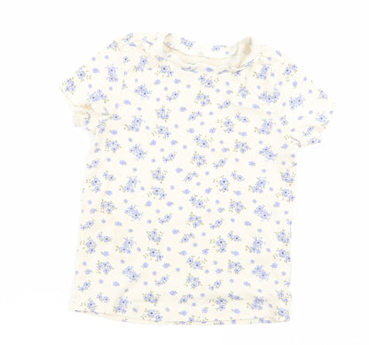 denim and co Girls Beige Fair Isle  Basic T-Shirt Size 4-5 Years