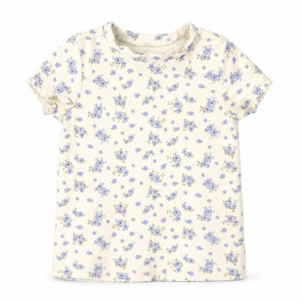 Front view of denim and co girls’ beige fair isle basic t-shirt, size 4-5, years